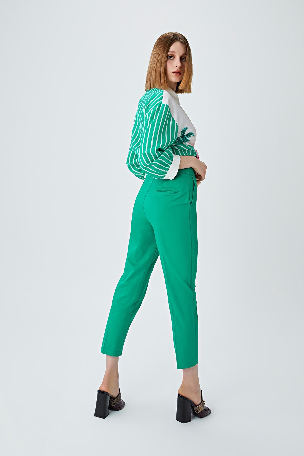 Dikiş detaylı pantolon Yeşil