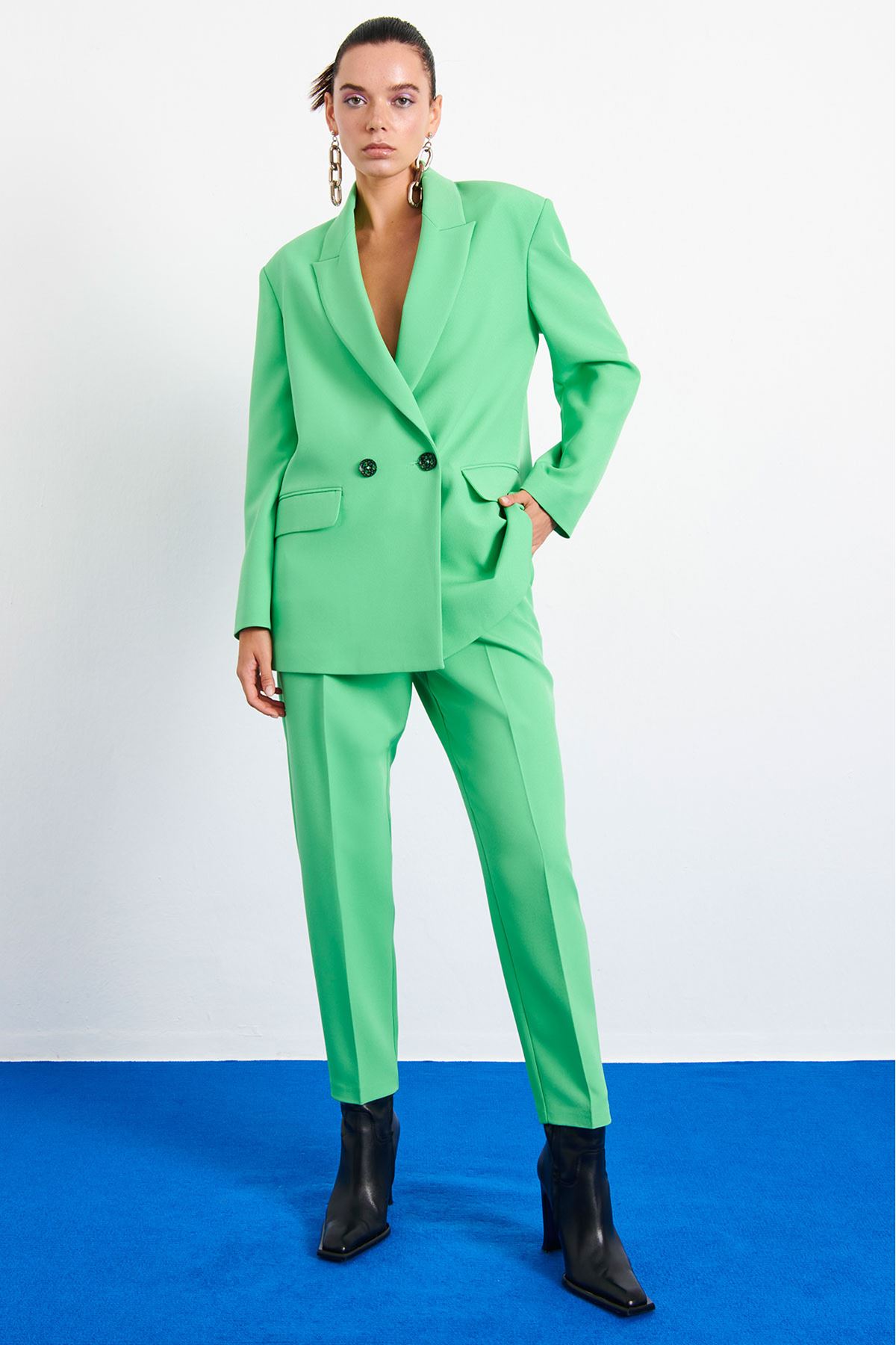 Neon Blazer Ceket Fıstık Yeşili