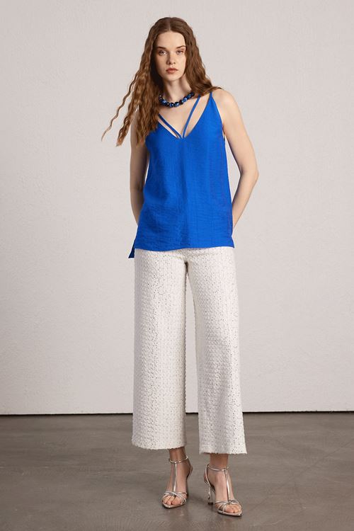 Krinkıl Askılı Bluz Saks