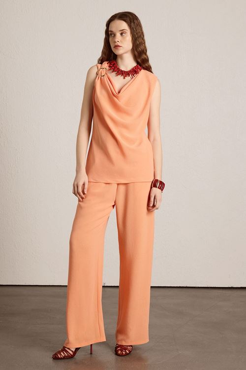 Degaje Yaka Bluz Oranj