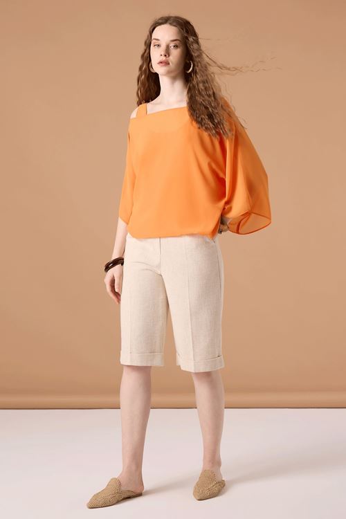 Keten Bermuda Şort Bej
