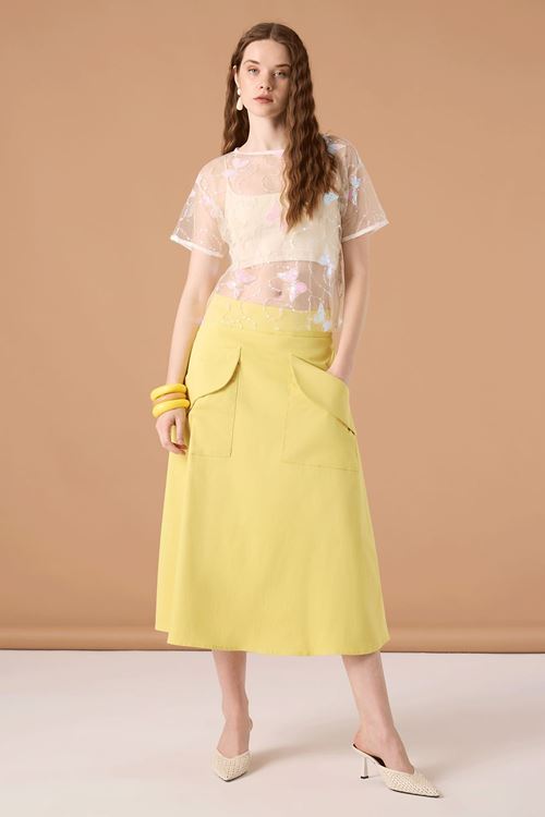 Kelebek Payetli Bluz Multi