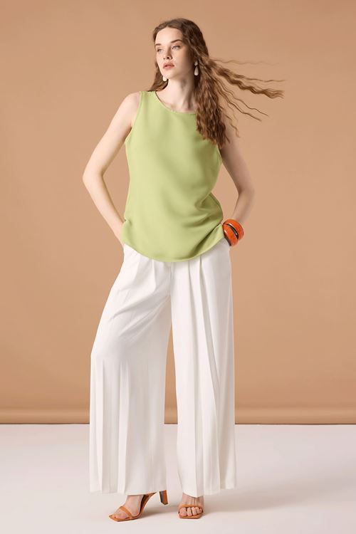 Arka Şerit Askılı Bluz Yeşil