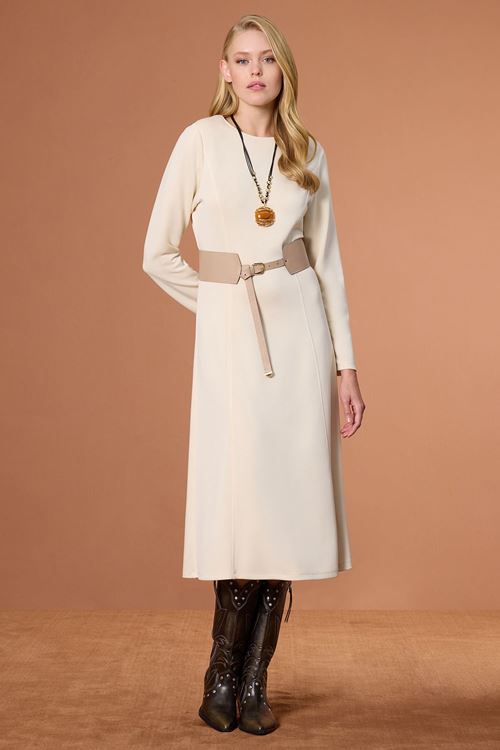 Kuplu Örme Elbise Ekru