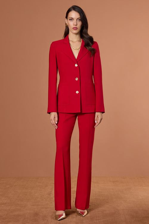 Gold Düğmeli Pantolon Kırmızı