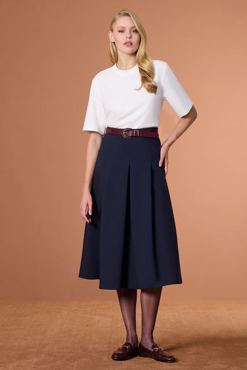 Pilikaşeli Etek Lacivert