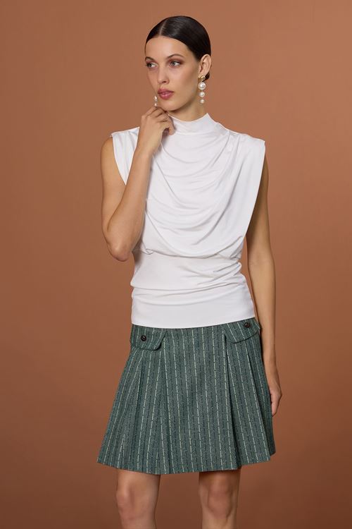 Degaje Yaka Sandy Bluz Beyaz