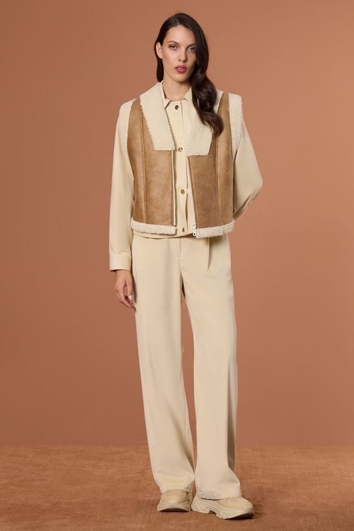 Lamineli Süet Yelek Camel