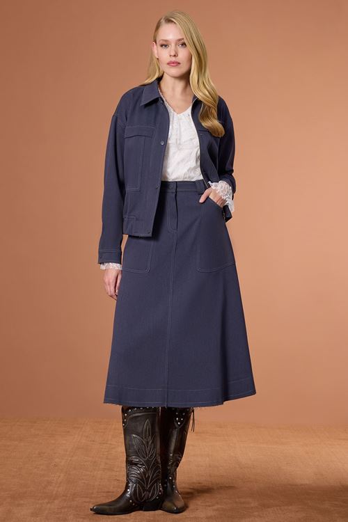 Kontrast Dikişli Mont Lacivert