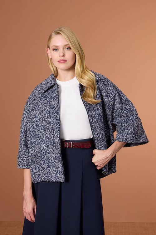 Dokulu Düşük Kol Kaban Lacivert