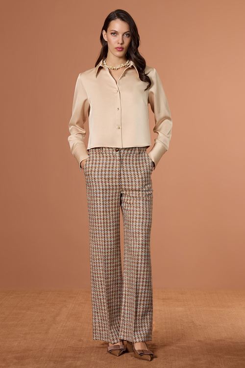 Crop Saten Gömlek Altın