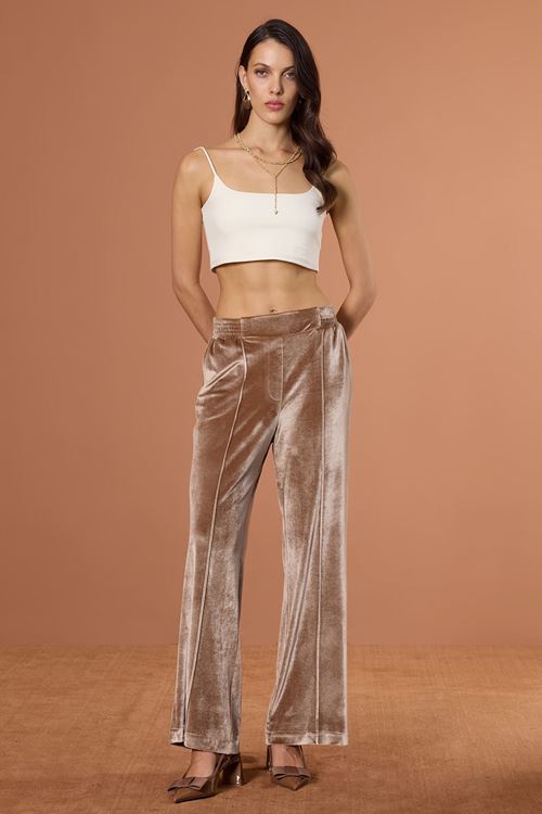 Nervürlü Kadife Pantolon Vizon