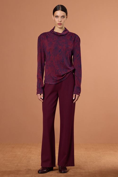 Wide Leg Örme Pantolon Bordo