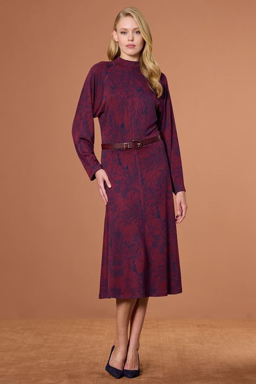 Yarasa Kol Örme Elbise Bordo