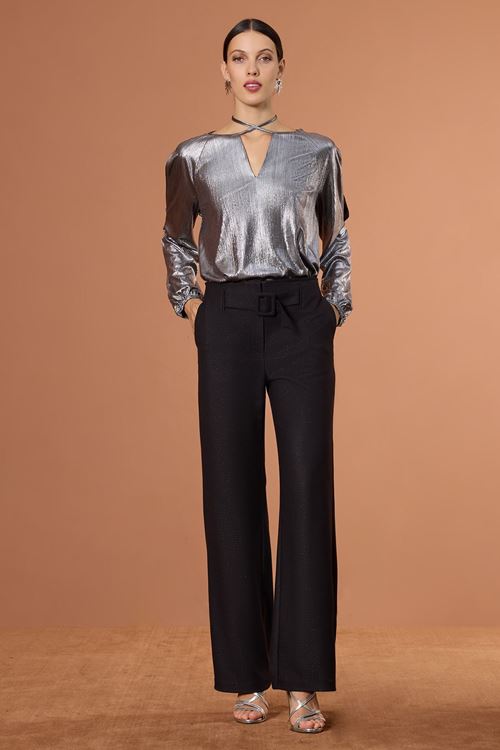 Ön Tokalı Pantolon Siyah