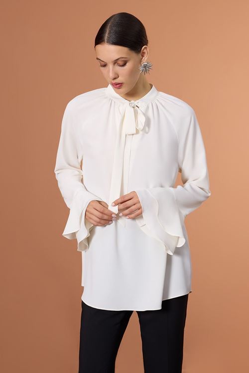Kol Volanlı Bluz Ekru