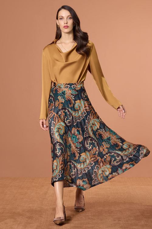 Degaje Yakalı Saten Bluz Bronz