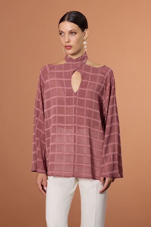 Çapraz Bağlamalı Şifon Bluz Gül Kurusu