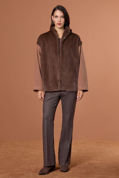 Kürk Mixli Kaban Kahverengi