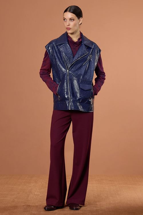 Kırışık Rugan Yelek Lacivert