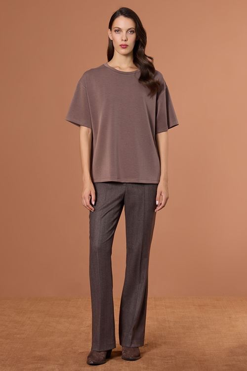 Düşük Kol T-Shirt Kahverengi