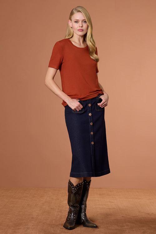 Bisiklet Yaka Fit T-Shirt Kiremit