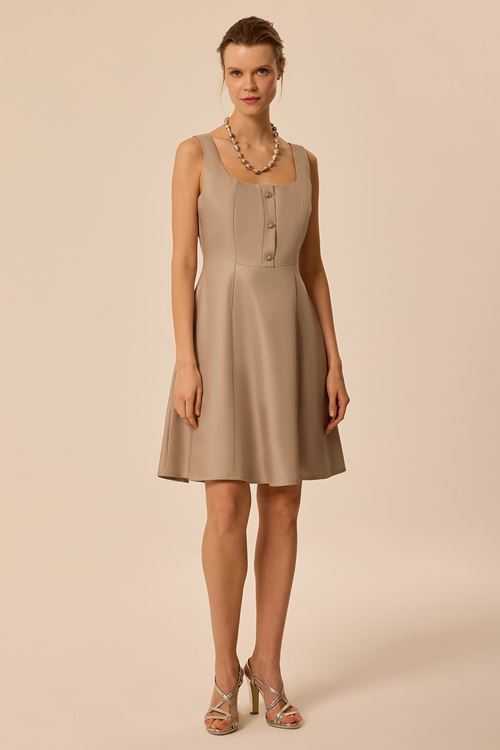 Kuplu Mini Elbise Vizon