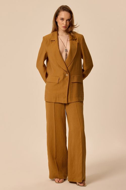 Cep Kapaklı Blazer Ceket Taba