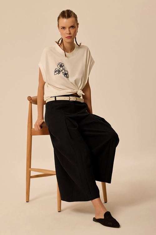 Pilikaşe Culotte Pantolon Siyah