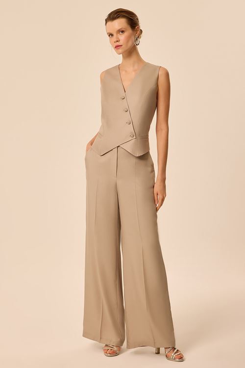 Wide Leg Pantolon Vizon