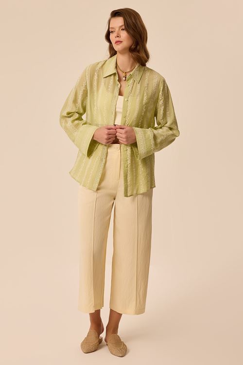 Desen Baskılı Gömlek Mint