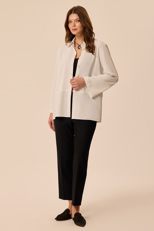 Çizgili Gömlek Ekru