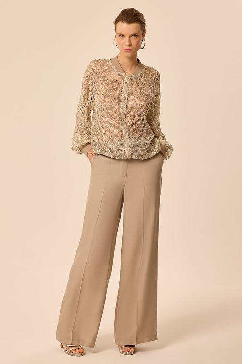 Fileli Payet Hırka Vizon