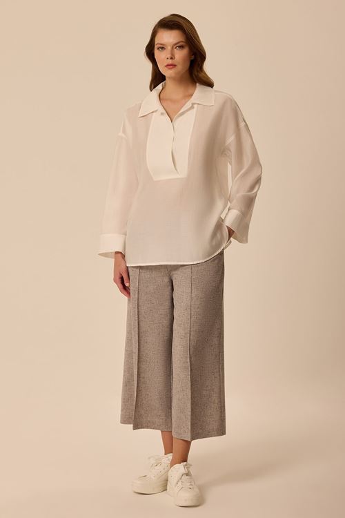 Geniş Patlı Gömlek Beyaz