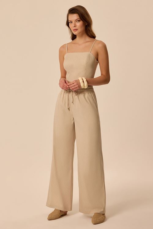 Bel Elastik Pantolon Bej