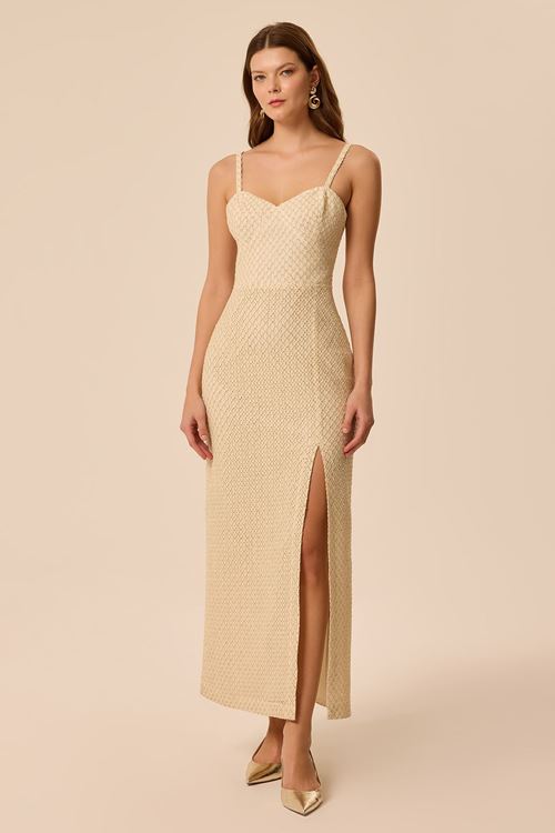 Sim Geçişli Elbise Altın