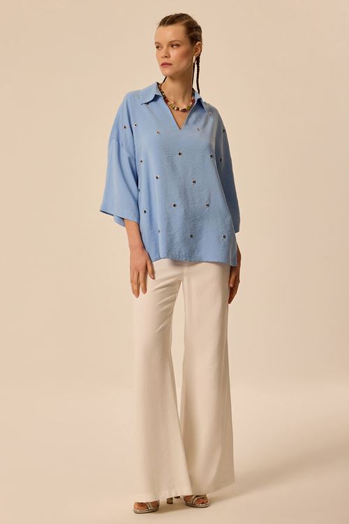 Kuşgözü Modal Bluz Mavi