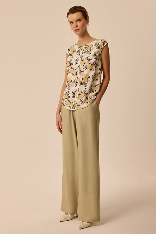 Bel Elastik Kırınkıl Pantolon Olive