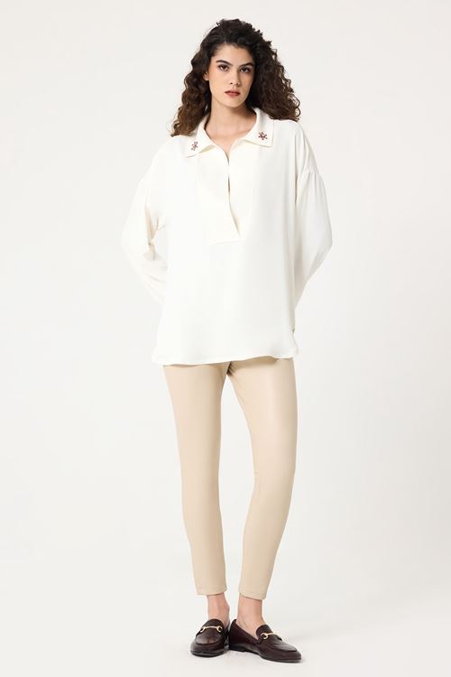 Slim Fit Deri Tayt Bej