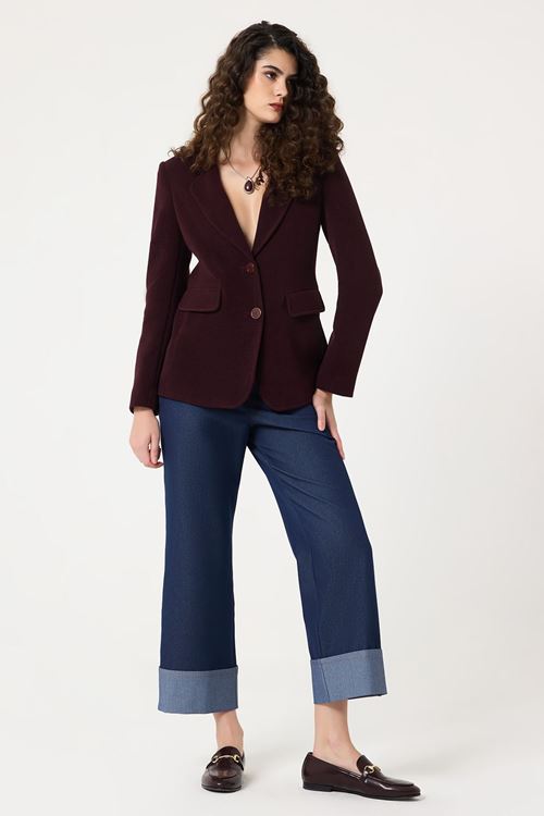 Kıvrık Paça Denim Pantolon Lacivert