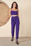 Slim Fit Pantolon Mor