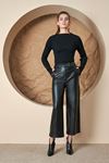 Culotte Suni Deri Pantolon Siyah
