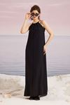 Halter Bağlamalı Maxi Elbise Siyah