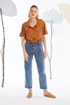 Torba Cepli Crop Ceket Taba