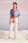 ColorBlock Desenli Bluz Mavi