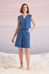 Kuplu Crop Bluz İndigo