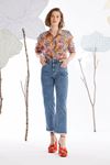 Nakışlı Denim Pantolon Mavi