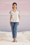 Ekose Detaylı T-Shirt Mavi