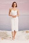 Slim Fit Kuplu Elbise Beyaz