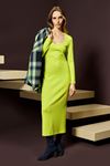 Slim Fit Örme Elbise Fıstık Yeşili